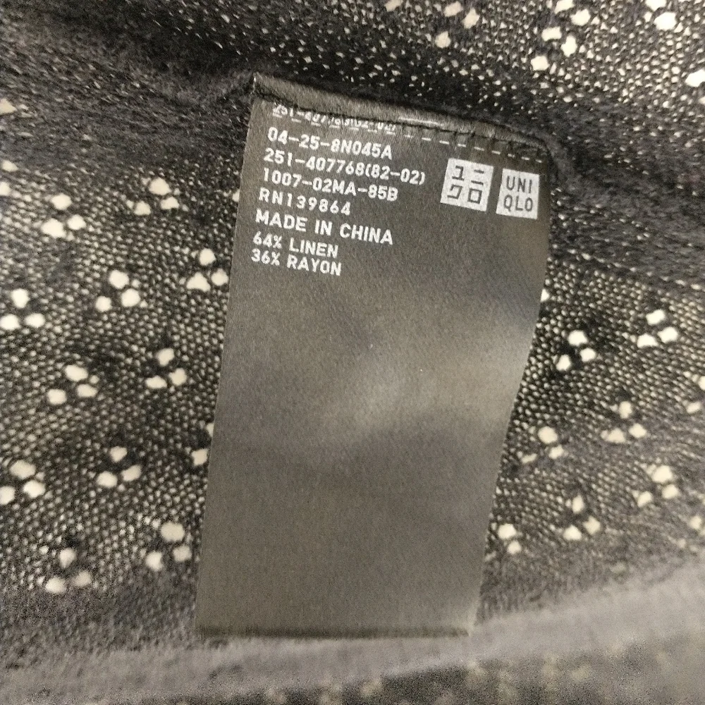 Uniqlo Womens Cardigan Sweater Black XL Linen Blend Open Front Knit Eyelet Long - Picture 7 of 8